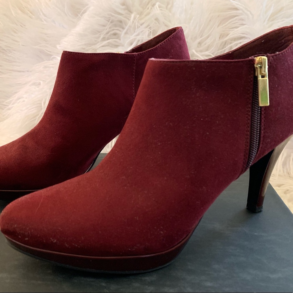 Platform Bootie Pumps Burgandy/Bordeaux color